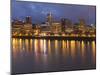 City Lights Reflected in the Willamette River, Portland, Oregon, USA-William Sutton-Mounted Photographic Print