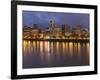 City Lights Reflected in the Willamette River, Portland, Oregon, USA-William Sutton-Framed Photographic Print