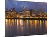 City Lights Reflected in the Willamette River, Portland, Oregon, USA-William Sutton-Mounted Photographic Print