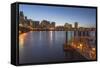 City Lights Reflected in the Willamette River, Portland, Oregon, USA-Chuck Haney-Framed Stretched Canvas