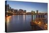 City Lights Reflected in the Willamette River, Portland, Oregon, USA-Chuck Haney-Stretched Canvas