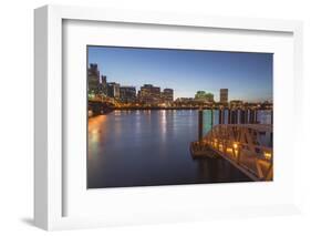 City Lights Reflected in the Willamette River, Portland, Oregon, USA-Chuck Haney-Framed Photographic Print
