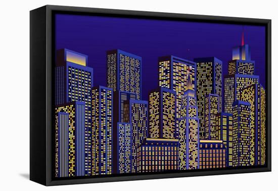 City Lights-Milovelen-Framed Stretched Canvas