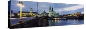 City Lit Up at Dusk, Dresden, Germany-null-Stretched Canvas