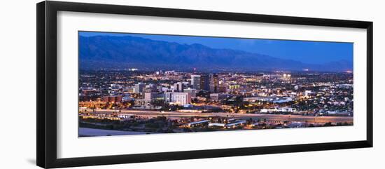 City Lit Up at Dusk, Tucson, Pima County, Arizona, USA 2010-null-Framed Photographic Print