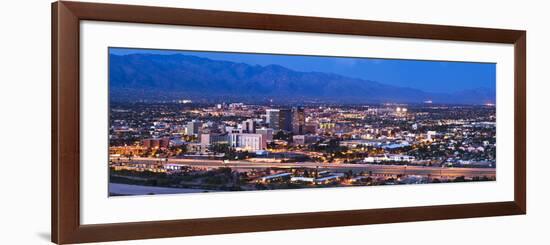 City Lit Up at Dusk, Tucson, Pima County, Arizona, USA 2010-null-Framed Photographic Print