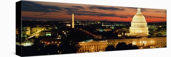 City Lit Up at Dusk, Washington D.C., USA-null-Stretched Canvas