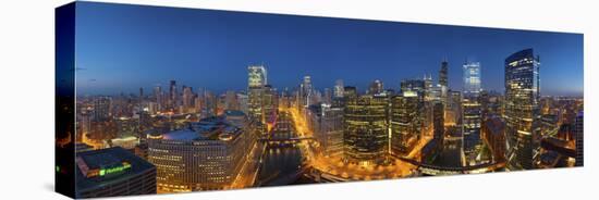 City lit up at night, Chicago, Cook County, Illinois, USA-Panoramic Images-Stretched Canvas