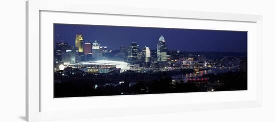 City Lit Up at Night, Cincinnati, Ohio, USA-null-Framed Photographic Print