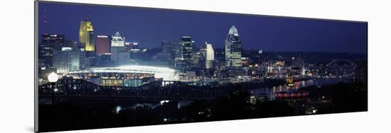 City Lit Up at Night, Cincinnati, Ohio, USA-null-Mounted Photographic Print