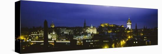 City Lit Up at Night, Edinburgh Castle, Edinburgh, Scotland-null-Stretched Canvas