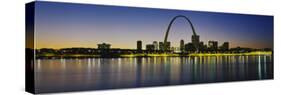 City Lit Up at Night, Gateway Arch, Mississippi River, St. Louis, Missouri, USA-null-Stretched Canvas