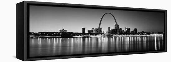 City Lit Up at Night, Gateway Arch, Mississippi River, St. Louis, Missouri, USA-null-Framed Stretched Canvas