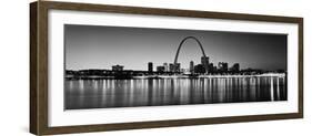 City Lit Up at Night, Gateway Arch, Mississippi River, St. Louis, Missouri, USA-null-Framed Photographic Print