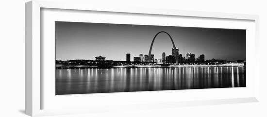 City Lit Up at Night, Gateway Arch, Mississippi River, St. Louis, Missouri, USA-null-Framed Photographic Print