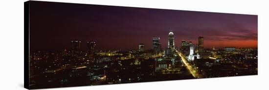 City Lit Up at Night, Indianapolis, Marion County, Indiana, USA-null-Stretched Canvas