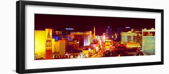 City Lit Up at Night, Las Vegas, Clark County, Nevada, USA-null-Framed Premium Photographic Print