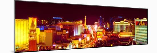 City Lit Up at Night, Las Vegas, Clark County, Nevada, USA-null-Mounted Photographic Print
