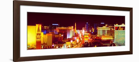 City Lit Up at Night, Las Vegas, Clark County, Nevada, USA-null-Framed Photographic Print