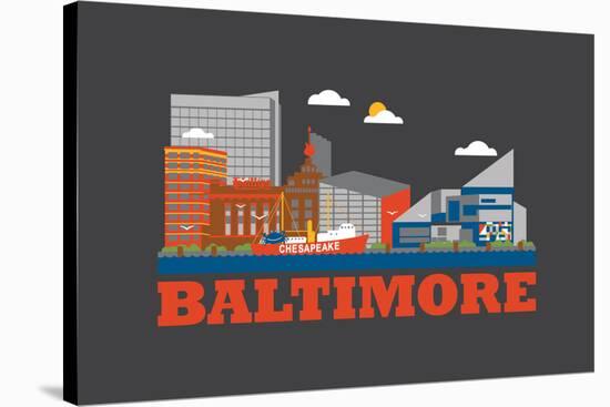 City Living Baltimore Asphalt-null-Stretched Canvas