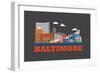 City Living Baltimore Asphalt-null-Framed Art Print