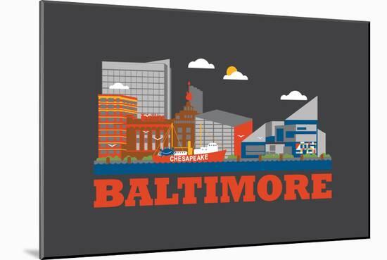 City Living Baltimore Asphalt-null-Mounted Art Print