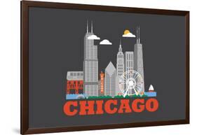 City Living Chicago Asphalt-null-Framed Art Print