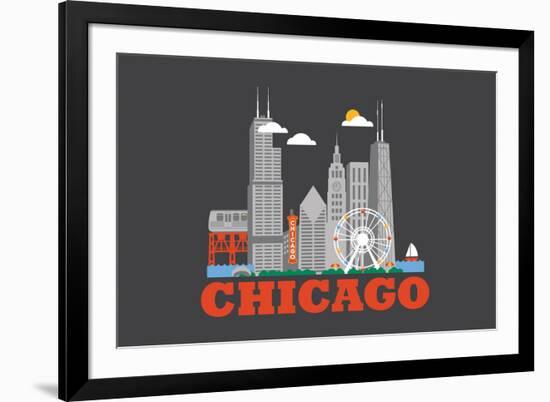 City Living Chicago Asphalt-null-Framed Art Print