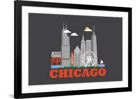 City Living Chicago Asphalt-null-Framed Art Print