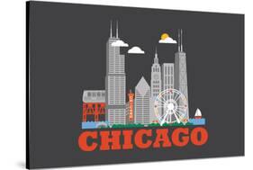 City Living Chicago Asphalt-null-Stretched Canvas