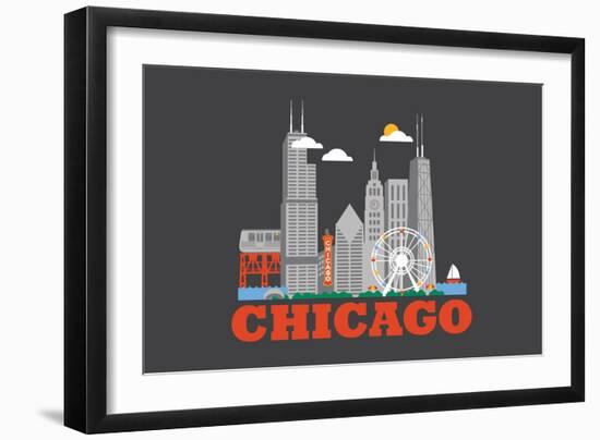 City Living Chicago Asphalt-null-Framed Art Print