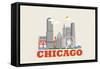 City Living Chicago Natural-null-Framed Stretched Canvas