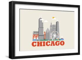 City Living Chicago Natural-null-Framed Art Print