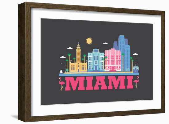 City Living Miami Asphalt-null-Framed Art Print