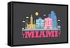 City Living Miami Asphalt-null-Framed Stretched Canvas