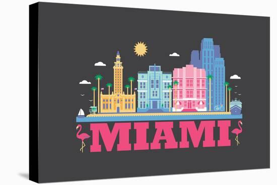 City Living Miami Asphalt-null-Stretched Canvas