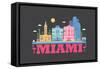 City Living Miami Asphalt-null-Framed Stretched Canvas