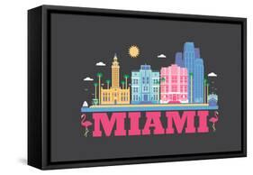 City Living Miami Asphalt-null-Framed Stretched Canvas