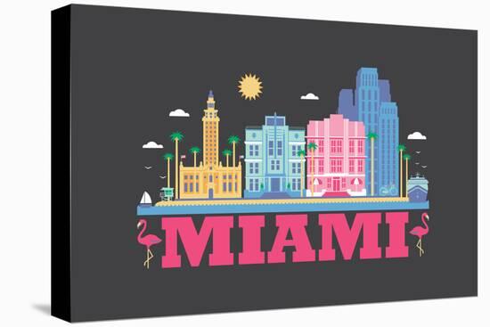 City Living Miami Asphalt-null-Stretched Canvas