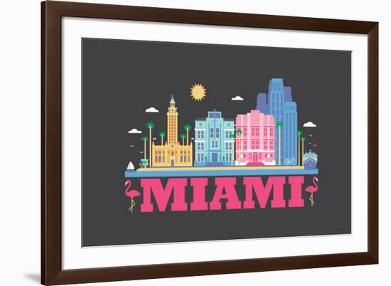 City Living Miami Asphalt-null-Framed Premium Giclee Print