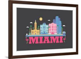 City Living Miami Asphalt-null-Framed Premium Giclee Print