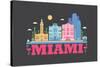 City Living Miami Asphalt-null-Stretched Canvas