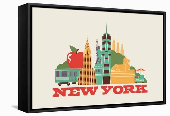 City Living New York Natural-null-Framed Stretched Canvas