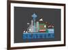 City Living Seattle Asphalt-null-Framed Premium Giclee Print