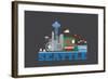 City Living Seattle Asphalt-null-Framed Art Print