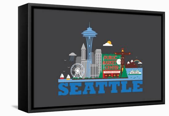 City Living Seattle Asphalt-null-Framed Stretched Canvas