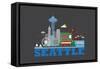 City Living Seattle Asphalt-null-Framed Stretched Canvas