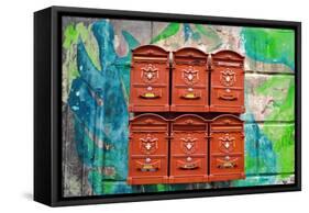 City Mail Boxes-Nola James-Framed Stretched Canvas