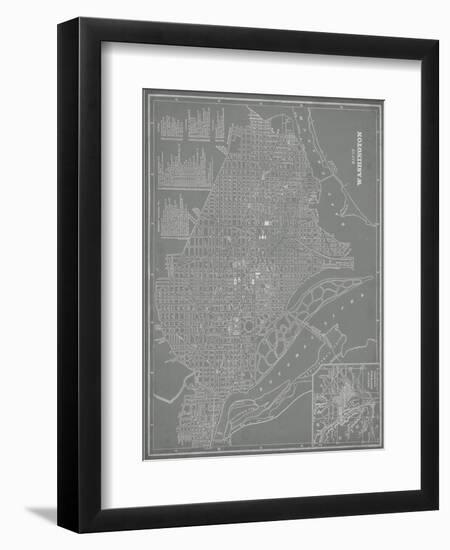 City Map of Washington, D.C.-Vision Studio-Framed Art Print