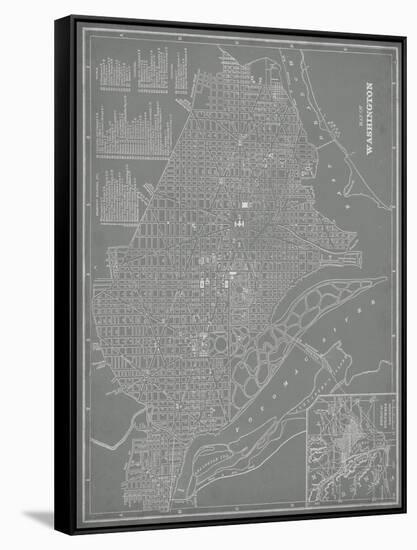 City Map of Washington, D.C.-Vision Studio-Framed Stretched Canvas